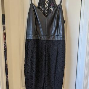 Hot Miami Styles black faux leather and lace dress. Size small.